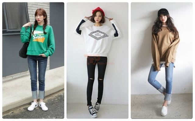 Áo phông có cổ kết hợp với quần jean tạo nên sự lịch lãm