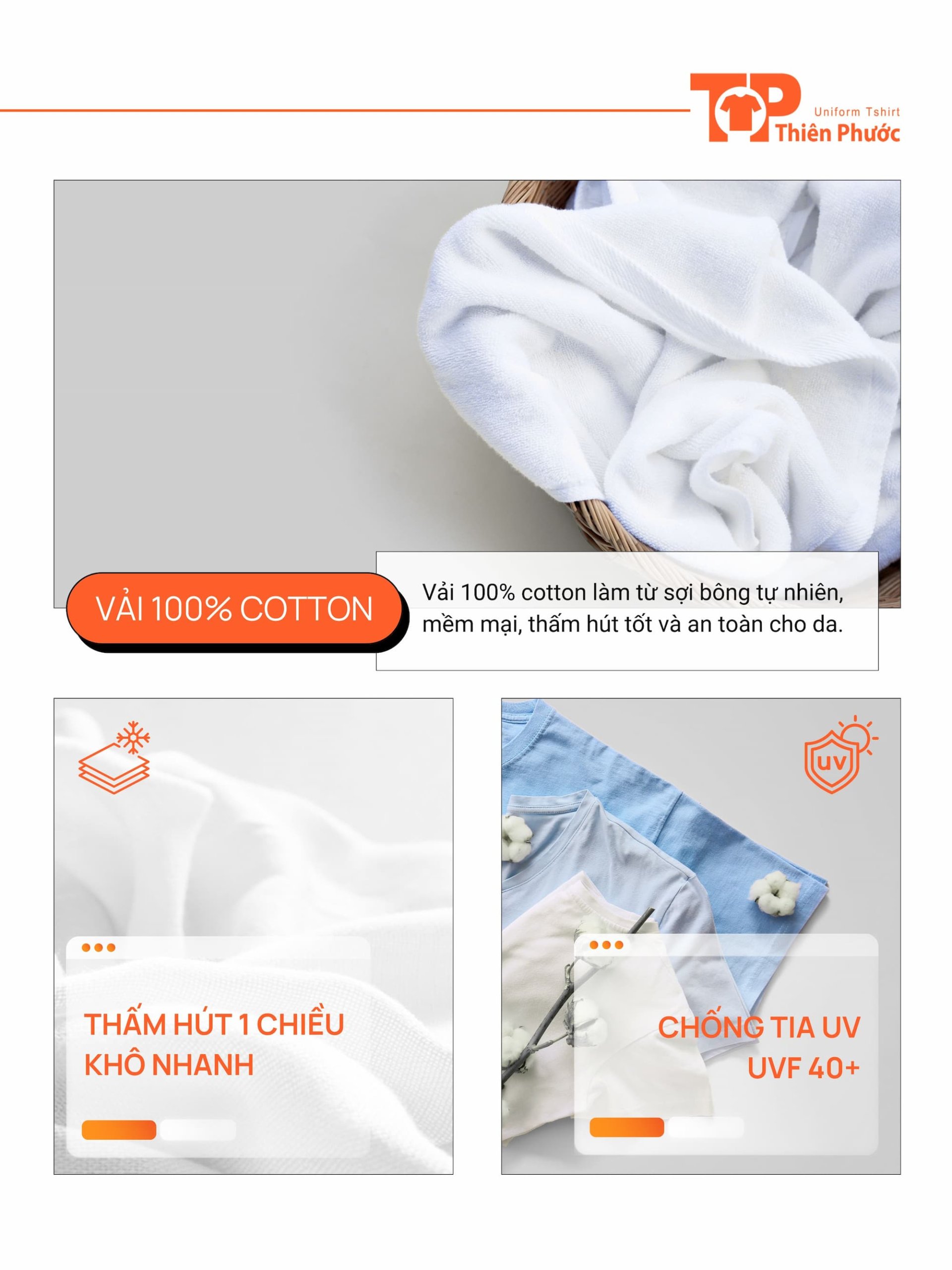 Chất liệu tốt nhất cho đồng phục cổ tròn - cotton 100%