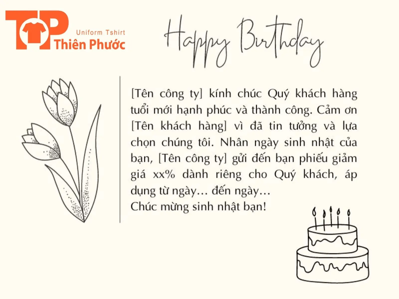 Lời chúc sinh nhật kết hợp ưu đãi/dịch vụ đặc biệt