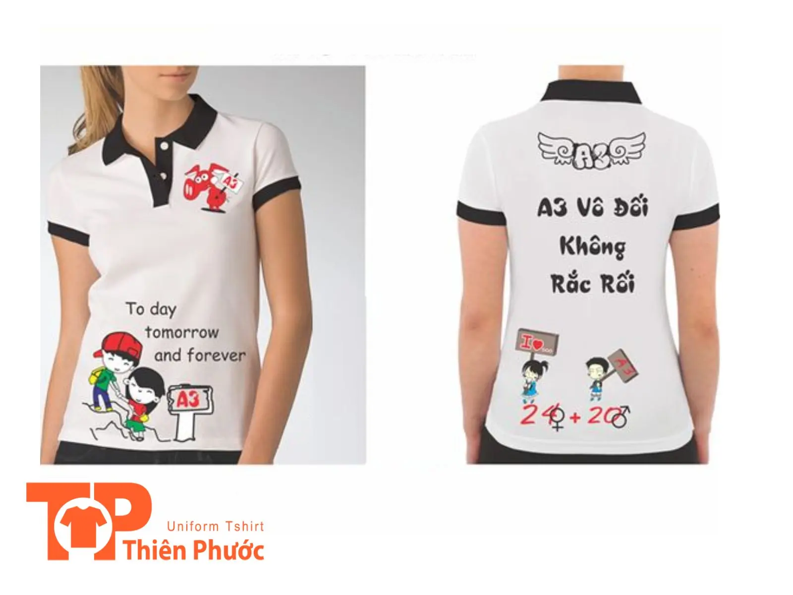 Mẫu áo lớp theo phong cách retro, đơn giản nhưng không kém phần ngộ nghĩnh