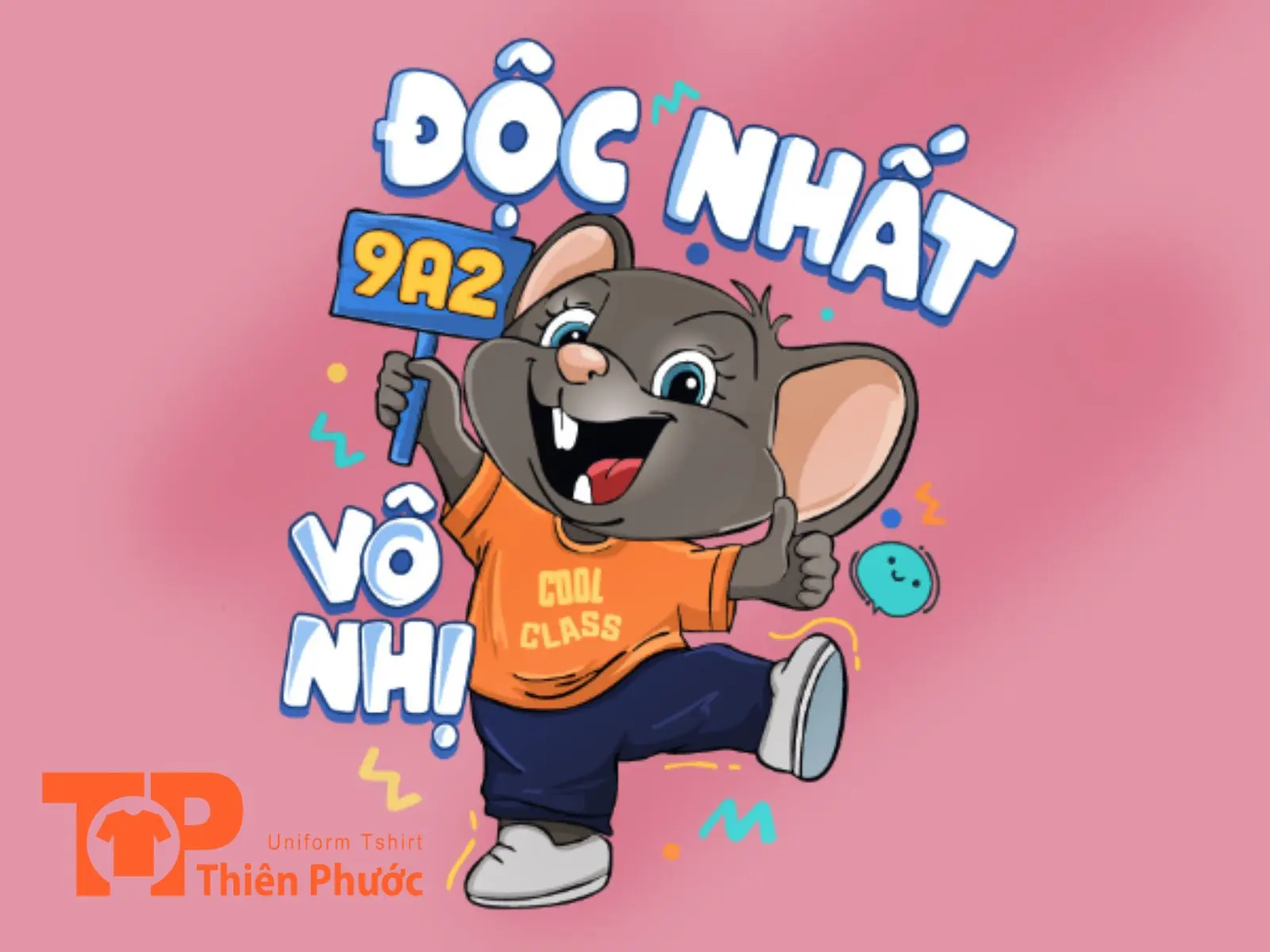 Mẫu logo áo lớp hình chibi chú chuột độc nhất