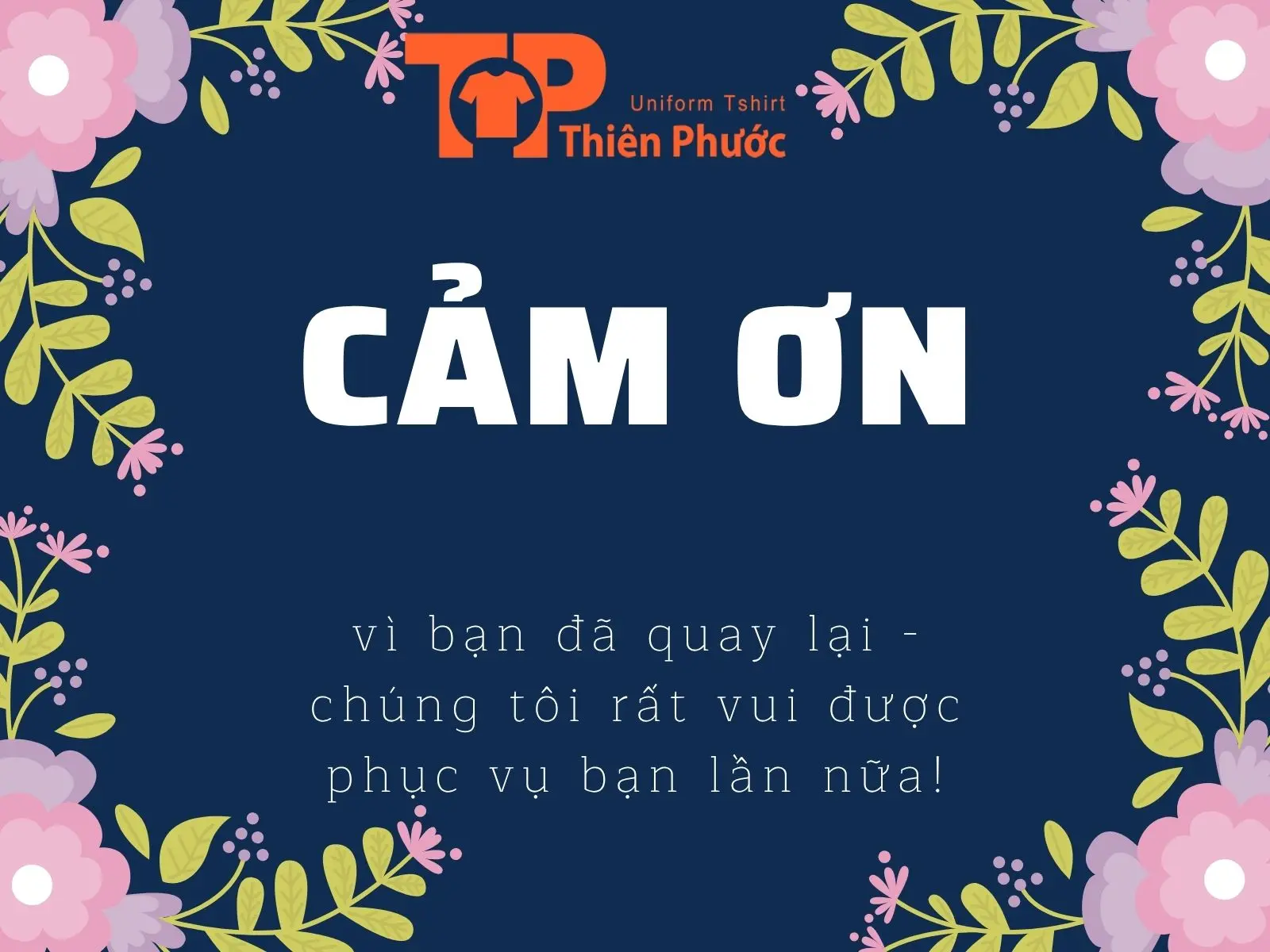 Lời cảm ơn khách hàng vì đã sử dụng ứng dụng