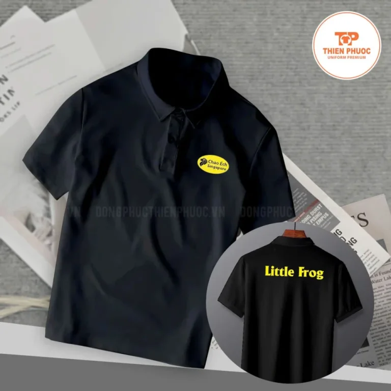Áo polo đen in logo ngực – lưng – đồng phục công ty Thiên Phước
