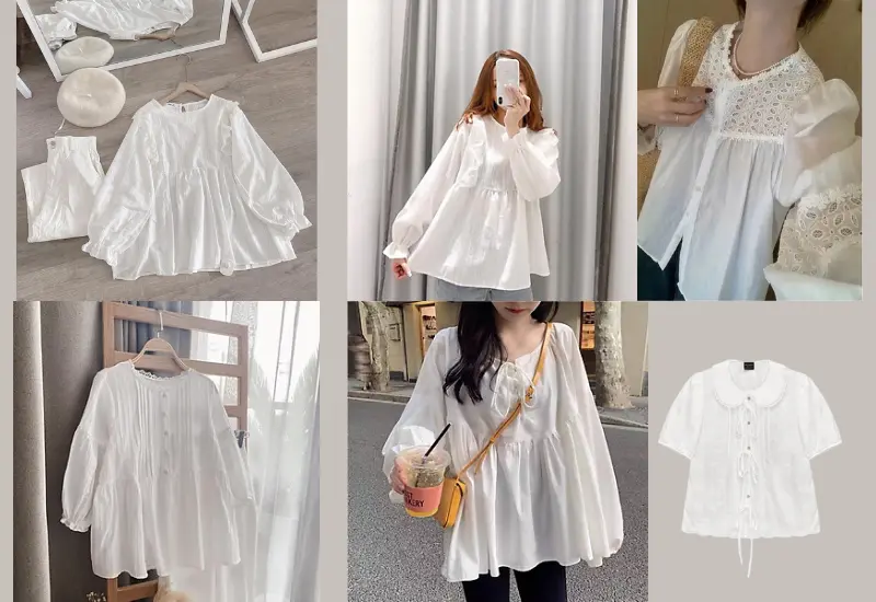 Đáng yêu và nữ tính với áo sơ mi cổ tròn babydoll. 