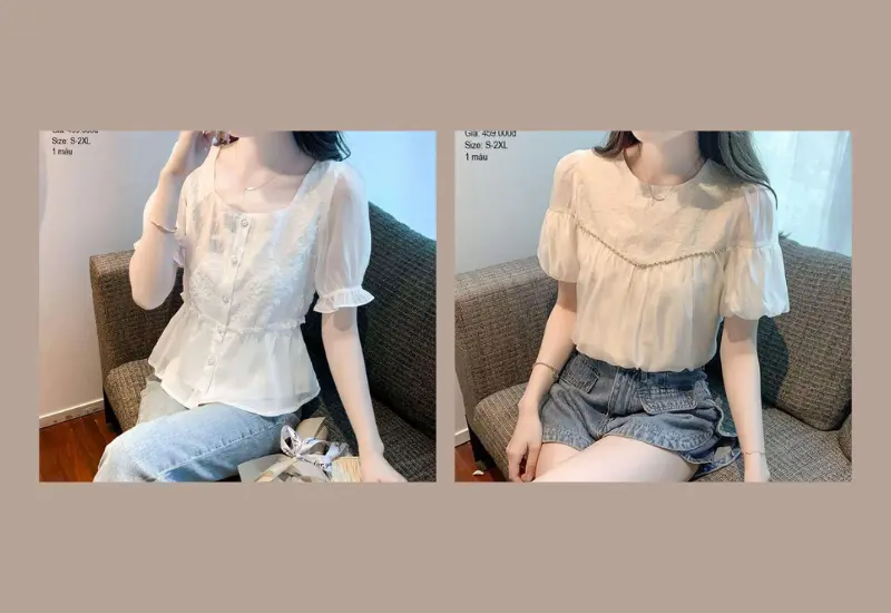 Đơn giản nhưng không hề đơn điệu với áo sơ mi cổ tròn ngắn tay. 