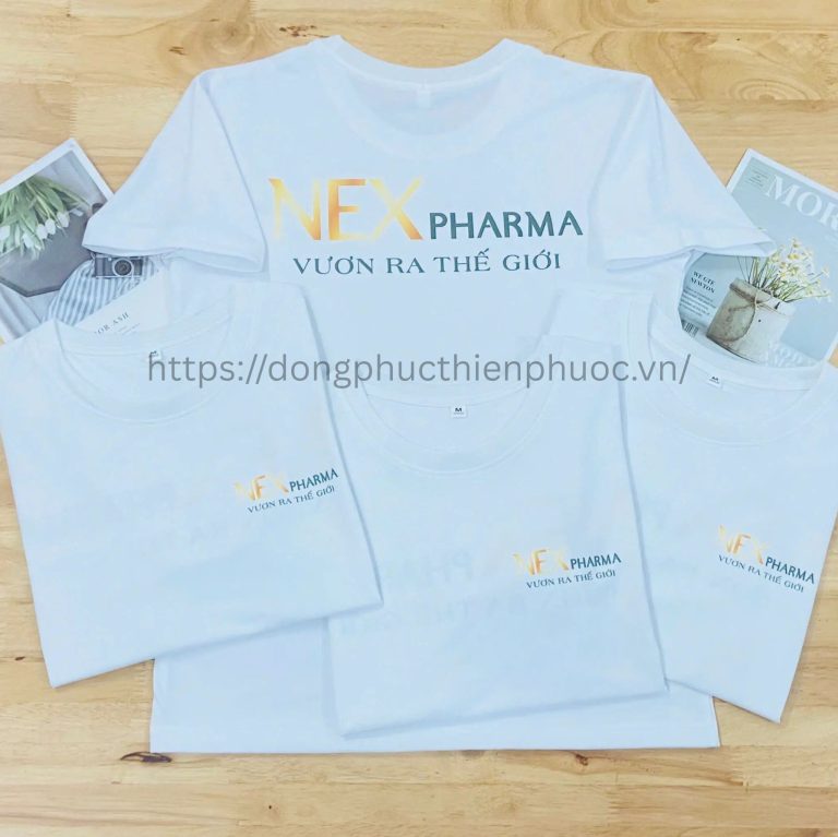 Áo cổ trụ trắng in logo công ty – đồng phục công ty Thiên Phước