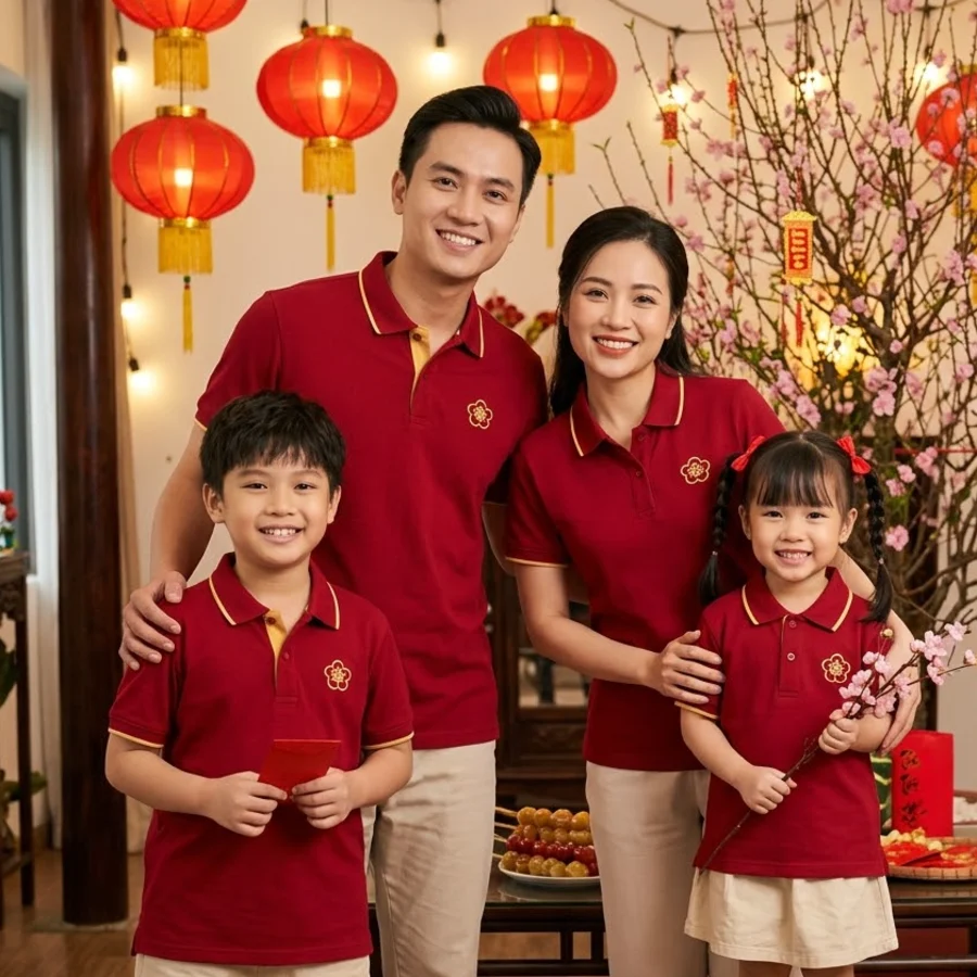 Áo polo gia đình ngày Tết