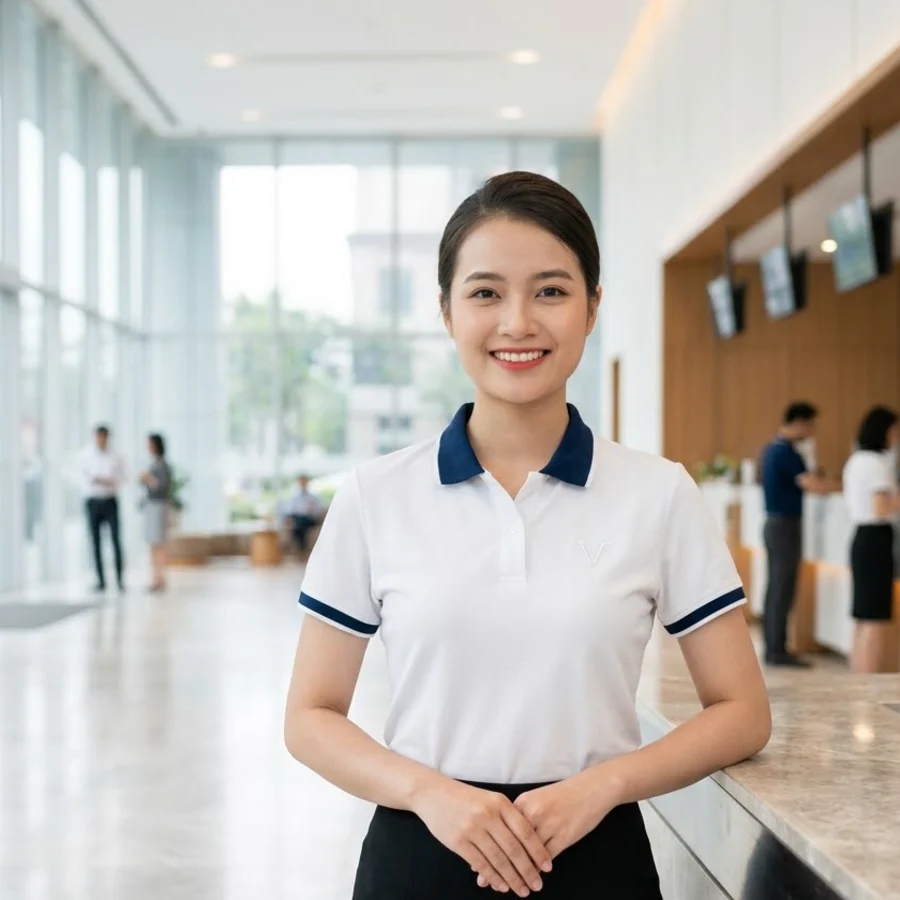 Polo giao dịch viên phối cổ navy