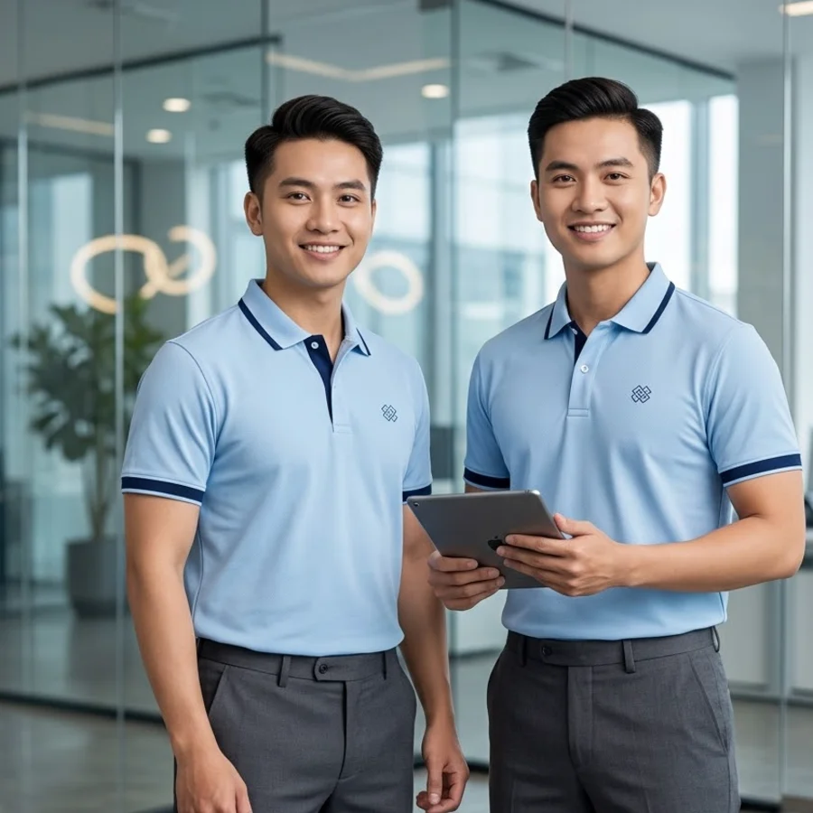 Polo nhân viên nam xanh nhạt