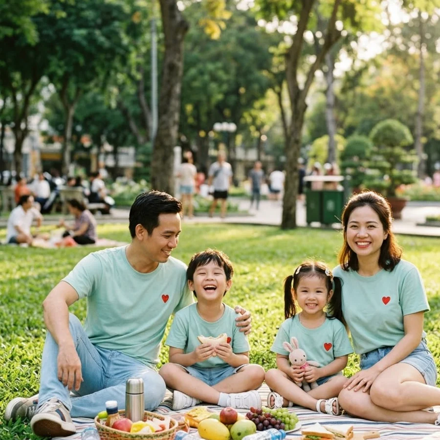 Áo thun gia đình đi picnic