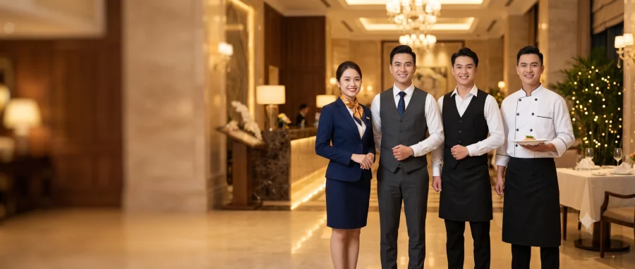 Nhân viên mặc đồng phục nhà hàng khách sạn