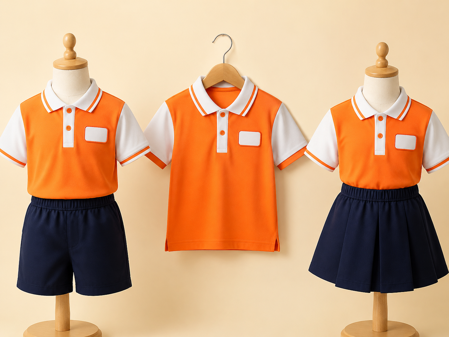 Bộ áo polo quần đùi và chân váy đồng phục mầm non