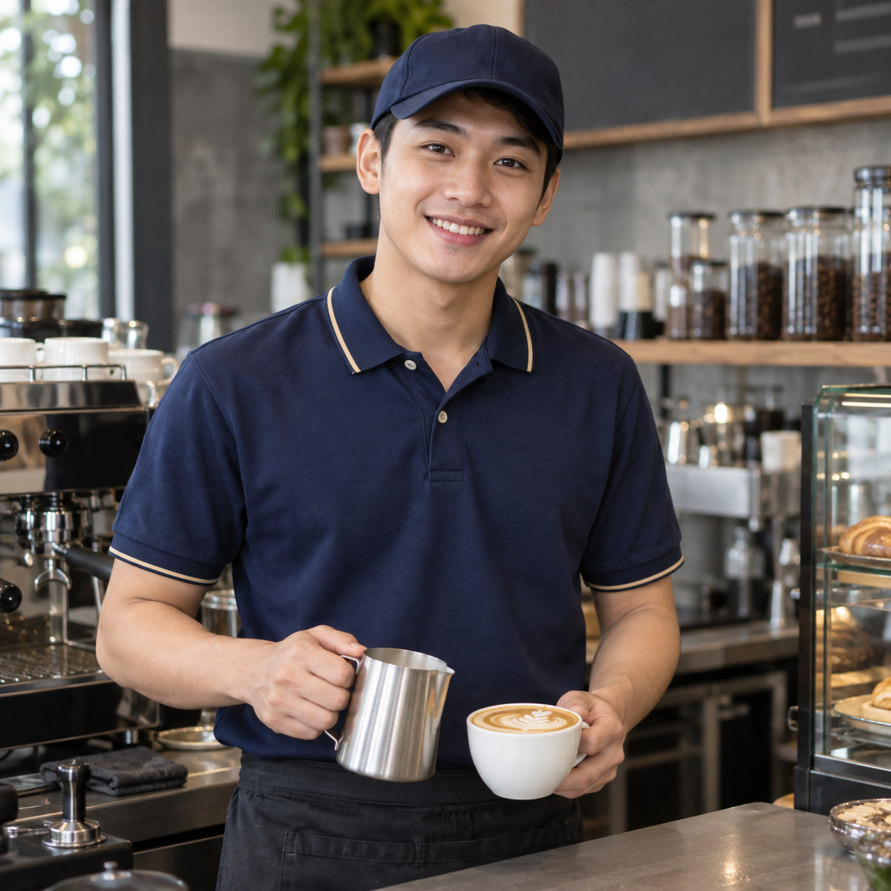 Áo thun barista xanh navy