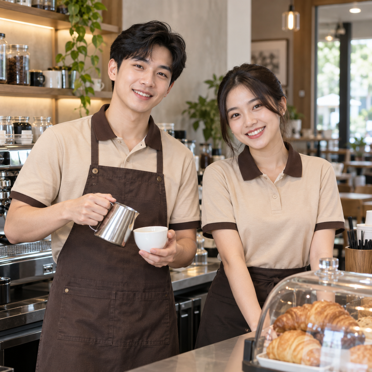Polo cafe màu be thanh lịch