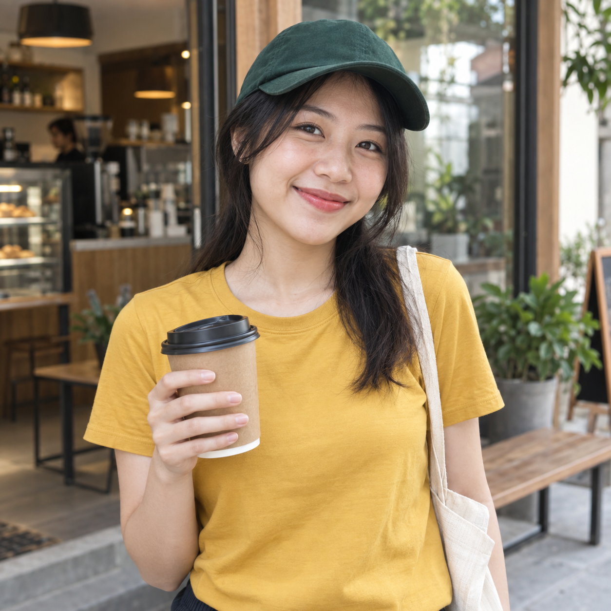 Áo cổ tròn cafe trẻ trung