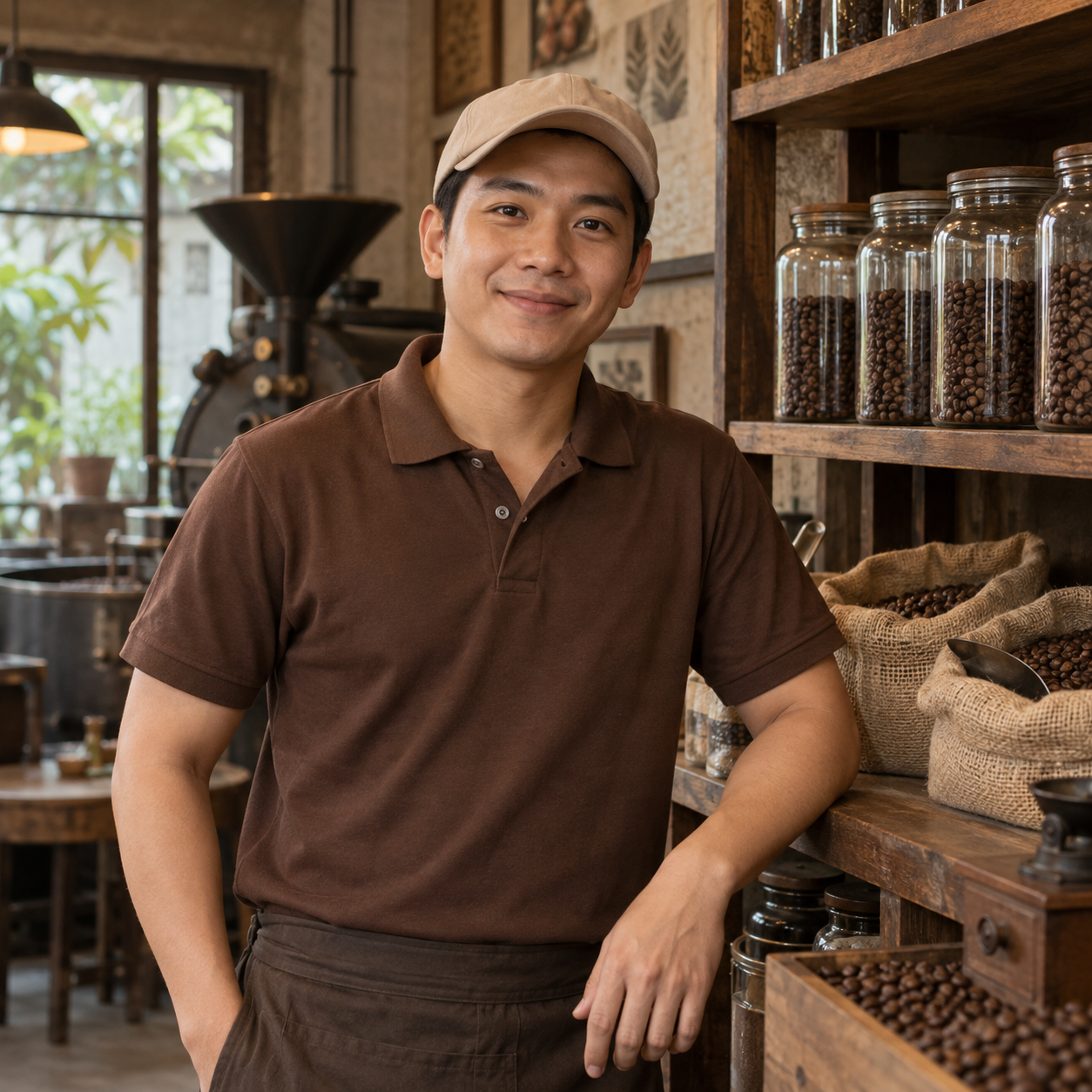 Polo nâu phong cách vintage