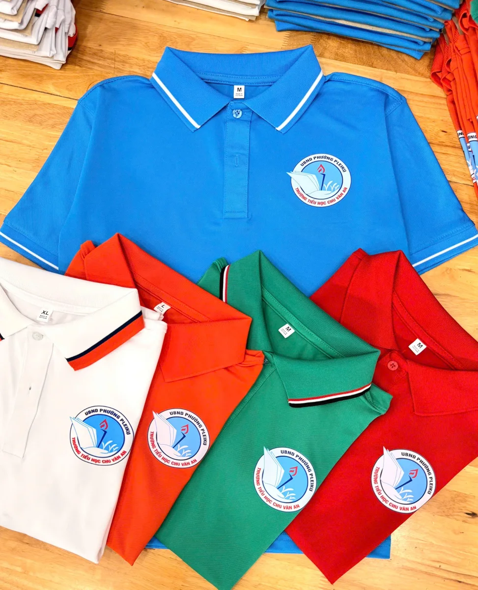 In áo thun theo yêu cầu tại TPHCM – Nhận từ 1 áo 11 Polo in logo Trường Tiểu học Chu Văn An tại Thiên Phước