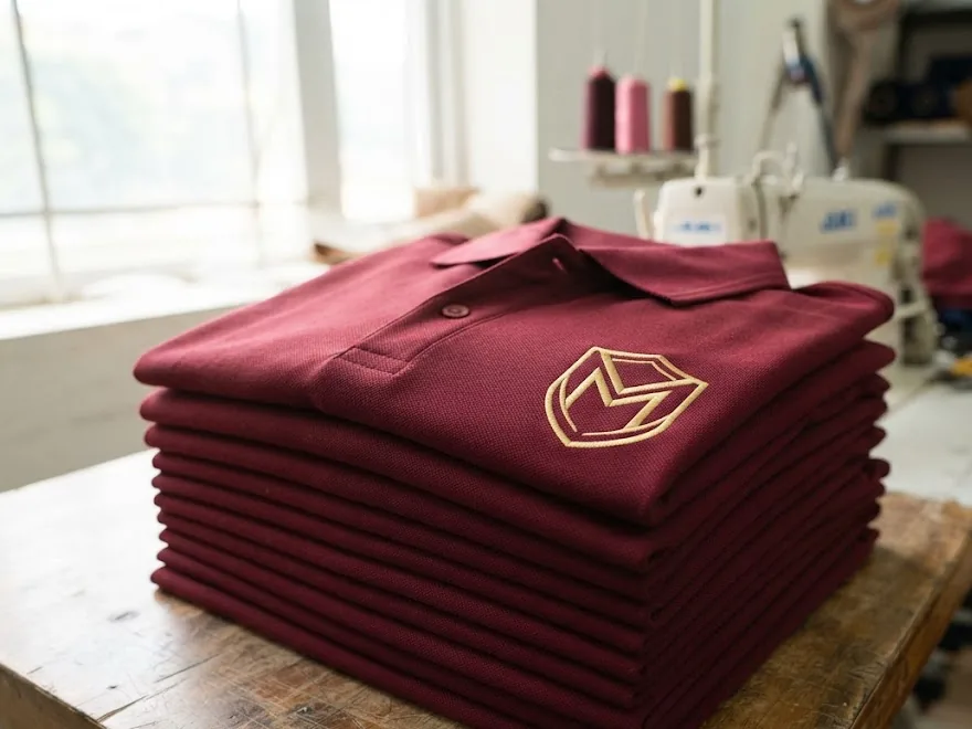 Thêu Logo Lên Áo Đồng Phục: Kỹ Thuật Thêu Vi Tính, Kích Thước & Vị Trí Chuẩn 36 Áo polo đồng phục thêu logo chỉ vàng – Đồng Phục Thiên Phước