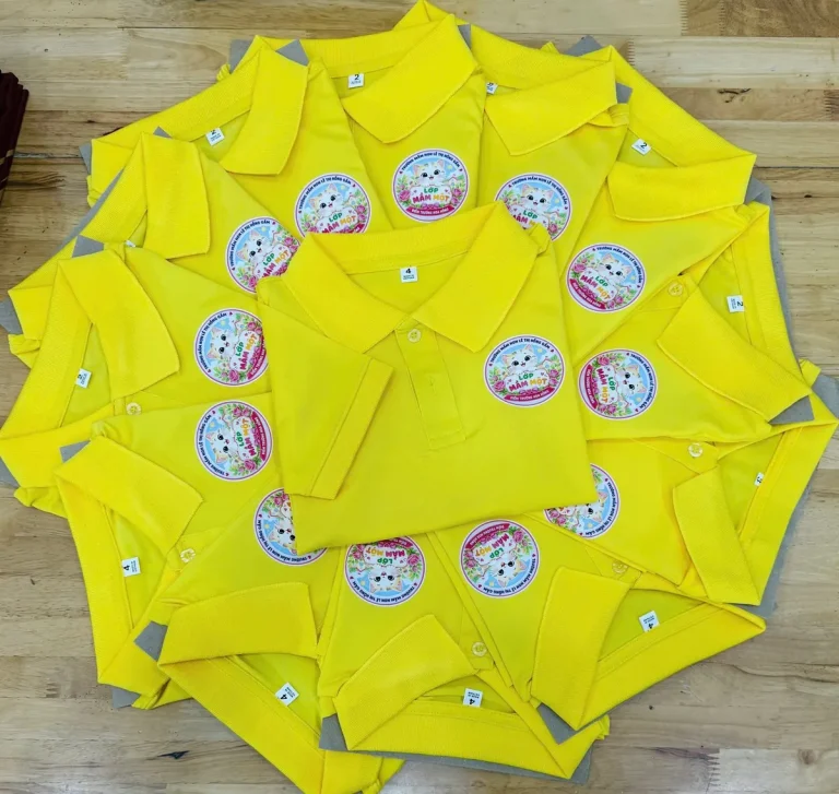 In Decal Lên Áo: Decal Màu Đa Sắc, Decal Cắt & Ứng Dụng Cho Áo Đồng Phục 22 Decal màu logo tròn áo polo vàng – Đồng Phục Thiên Phước