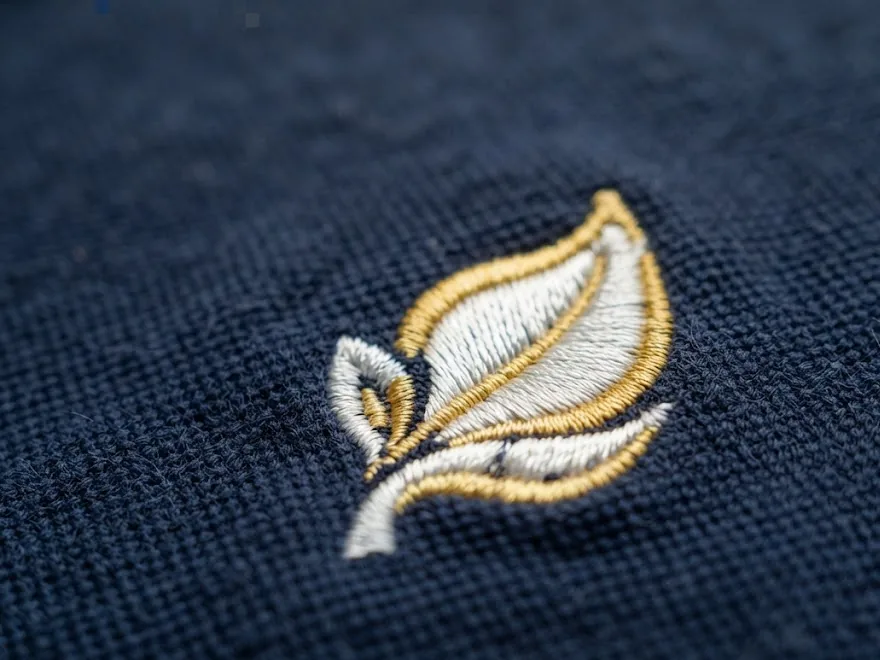 Thêu Logo Lên Áo Đồng Phục: Kỹ Thuật Thêu Vi Tính, Kích Thước & Vị Trí Chuẩn 25 Logo thêu vi tính cận cảnh trên áo polo – Đồng Phục Thiên Phước